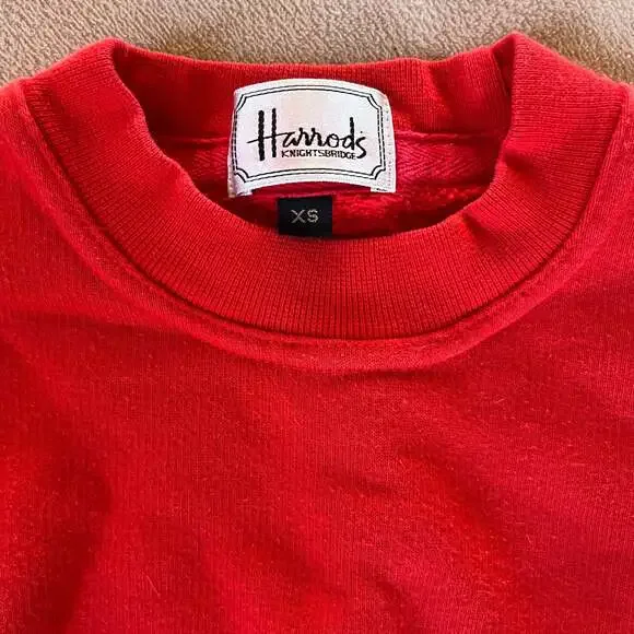 Vintage Harrods London Knightsbridge Embroidered Red Sweatshirt - Picture 3 of 6